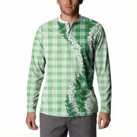 Green Hawaii Palaka Button Sweatshirt Hawaiian Honohono Lei LT05 - Polynesian Pride