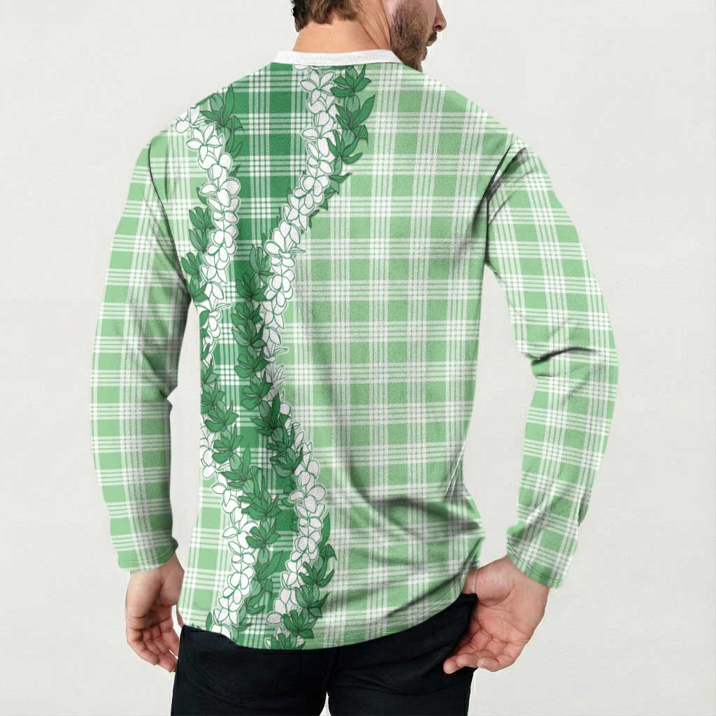 Green Hawaii Palaka Button Sweatshirt Hawaiian Honohono Lei LT05 - Polynesian Pride