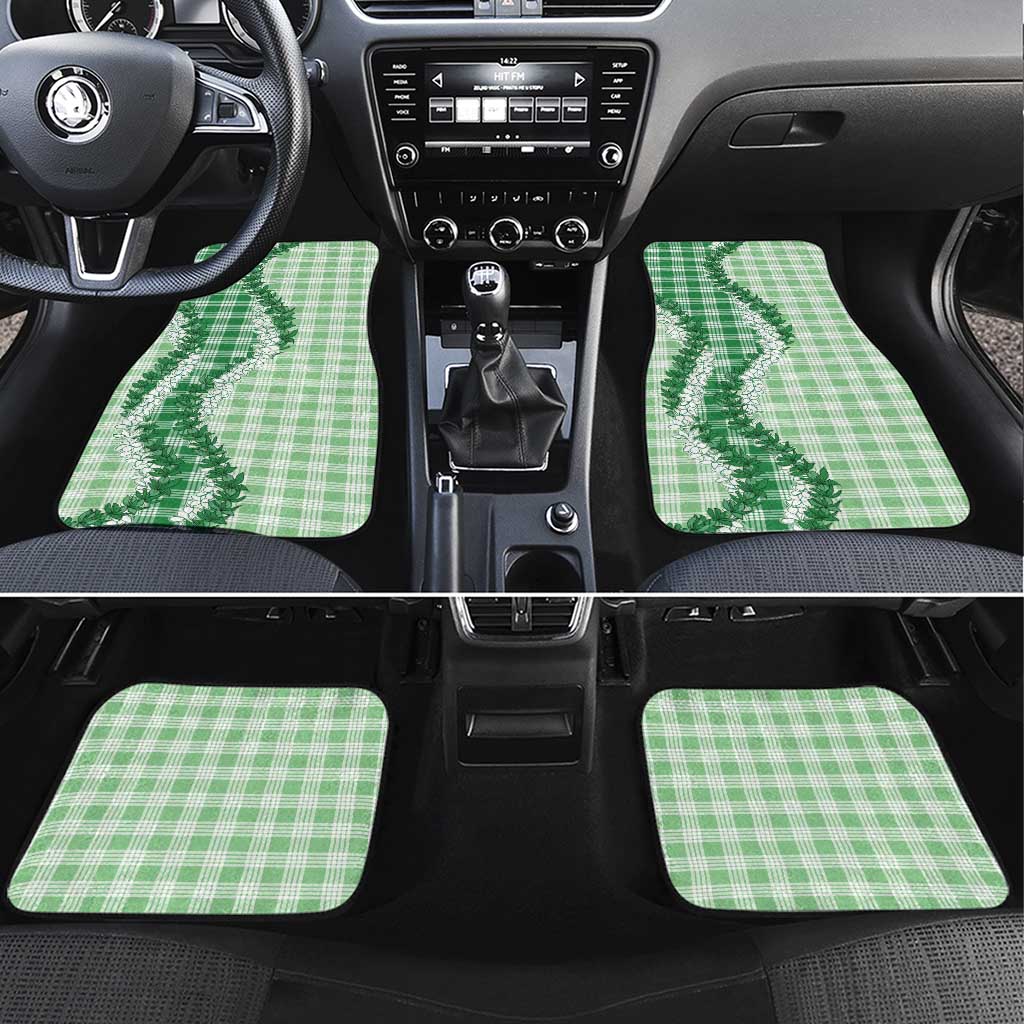 Green Hawaii Palaka Car Mats Hawaiian Honohono Lei LT05 Set 4pcs Green - Polynesian Pride