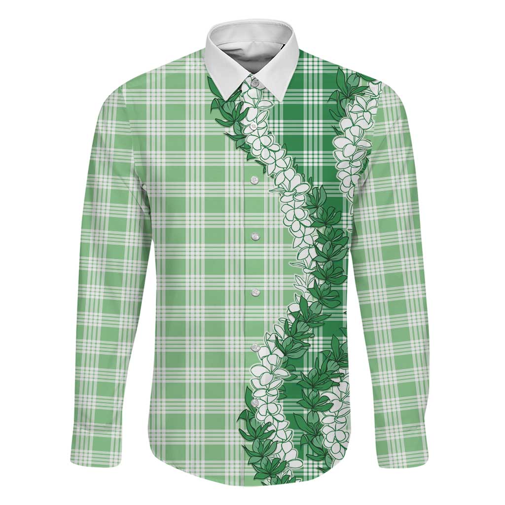 Green Hawaii Palaka Family Matching Mermaid Dress and Hawaiian Shirt Hawaiian Honohono Lei