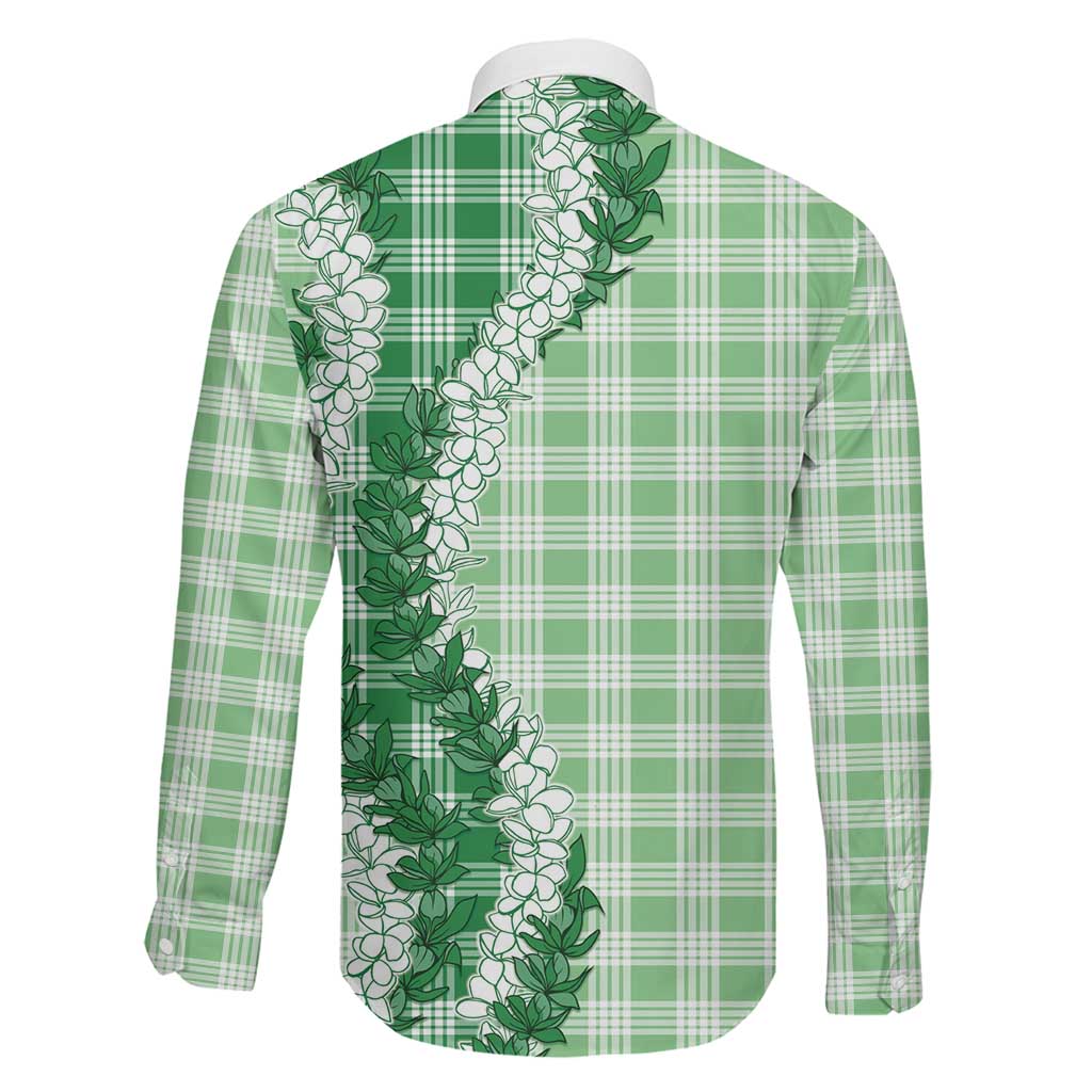 Green Hawaii Palaka Family Matching Puletasi and Hawaiian Shirt Hawaiian Honohono Lei