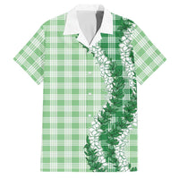 Green Hawaii Palaka Family Matching Summer Maxi Dress and Hawaiian Shirt Hawaiian Honohono Lei