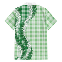 Green Hawaii Palaka Family Matching Tank Maxi Dress and Hawaiian Shirt Hawaiian Honohono Lei