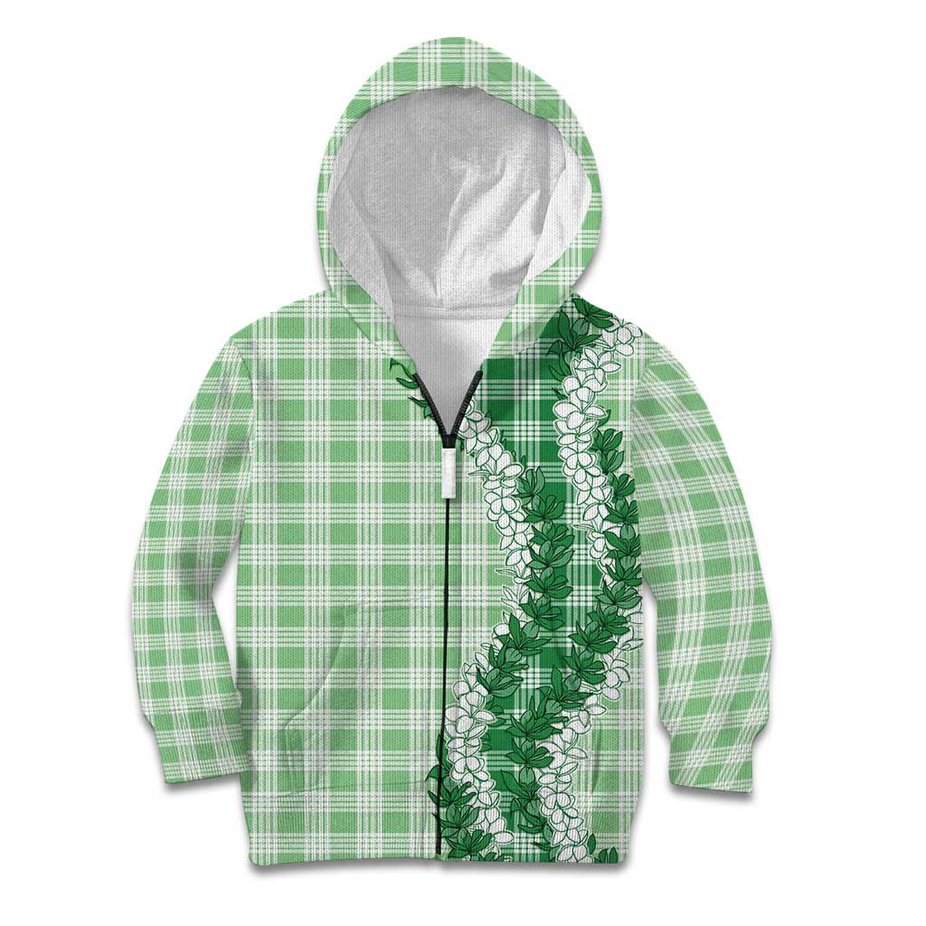 Green Hawaii Palaka Kid Hoodie Hawaiian Honohono Lei LT05 Zip Hoodie Green - Polynesian Pride