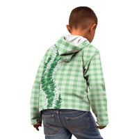 Green Hawaii Palaka Kid Hoodie Hawaiian Honohono Lei LT05 - Polynesian Pride