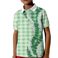 Green Hawaii Palaka Kid Polo Shirt Hawaiian Honohono Lei LT05 Kid Green - Polynesian Pride