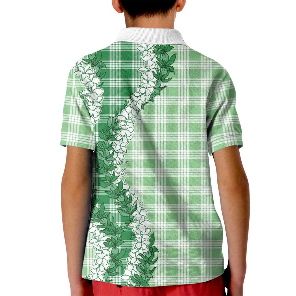 Green Hawaii Palaka Kid Polo Shirt Hawaiian Honohono Lei LT05 - Polynesian Pride