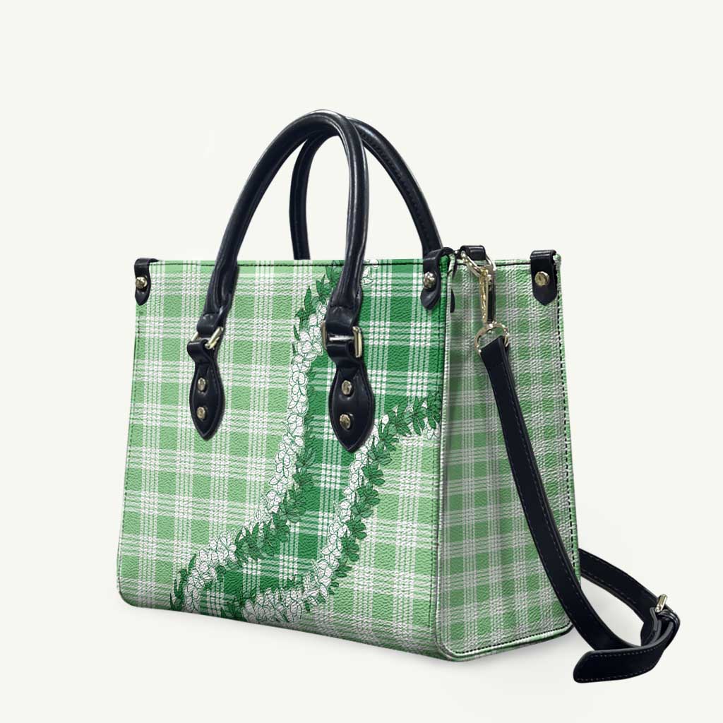 Green Hawaii Palaka Leather Bag Hawaiian Honohono Lei LT05 Green - Polynesian Pride