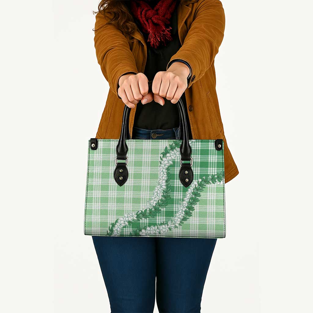 Green Hawaii Palaka Leather Bag Hawaiian Honohono Lei LT05 - Polynesian Pride