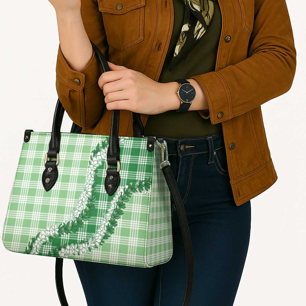 Green Hawaii Palaka Leather Bag Hawaiian Honohono Lei LT05 - Polynesian Pride