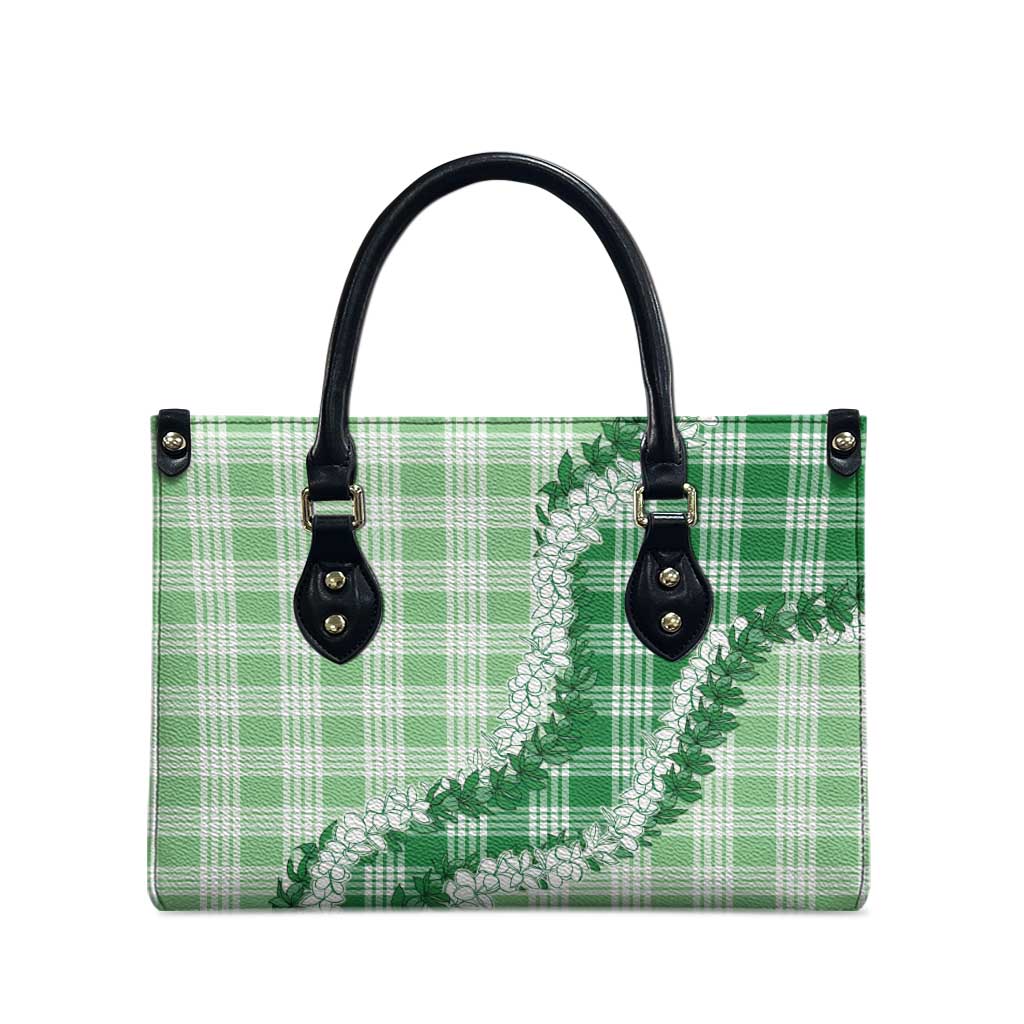 Green Hawaii Palaka Leather Bag Hawaiian Honohono Lei LT05 - Polynesian Pride