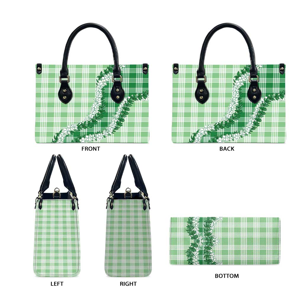 Green Hawaii Palaka Leather Bag Hawaiian Honohono Lei LT05 - Polynesian Pride