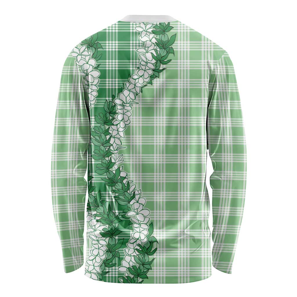 Green Hawaii Palaka Long Sleeve Shirt Hawaiian Honohono Lei LT05 - Polynesian Pride