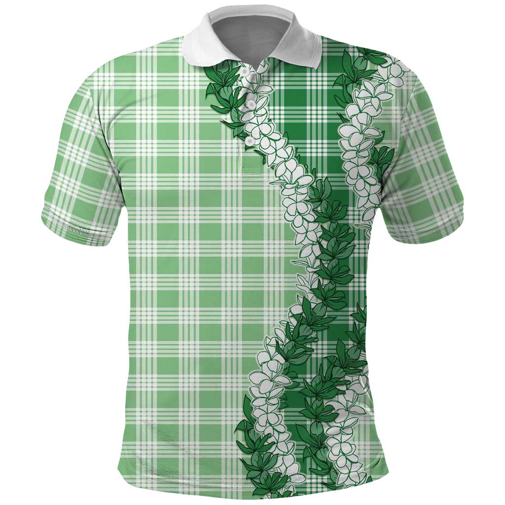 Green Hawaii Palaka Polo Shirt Hawaiian Honohono Lei LT05 Green - Polynesian Pride
