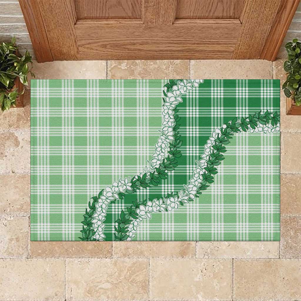 Green Hawaii Palaka Rubber Doormat Hawaiian Honohono Lei LT05 Green - Polynesian Pride