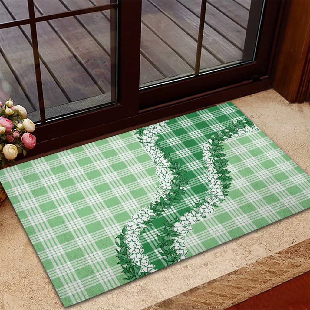 Green Hawaii Palaka Rubber Doormat Hawaiian Honohono Lei LT05 - Polynesian Pride