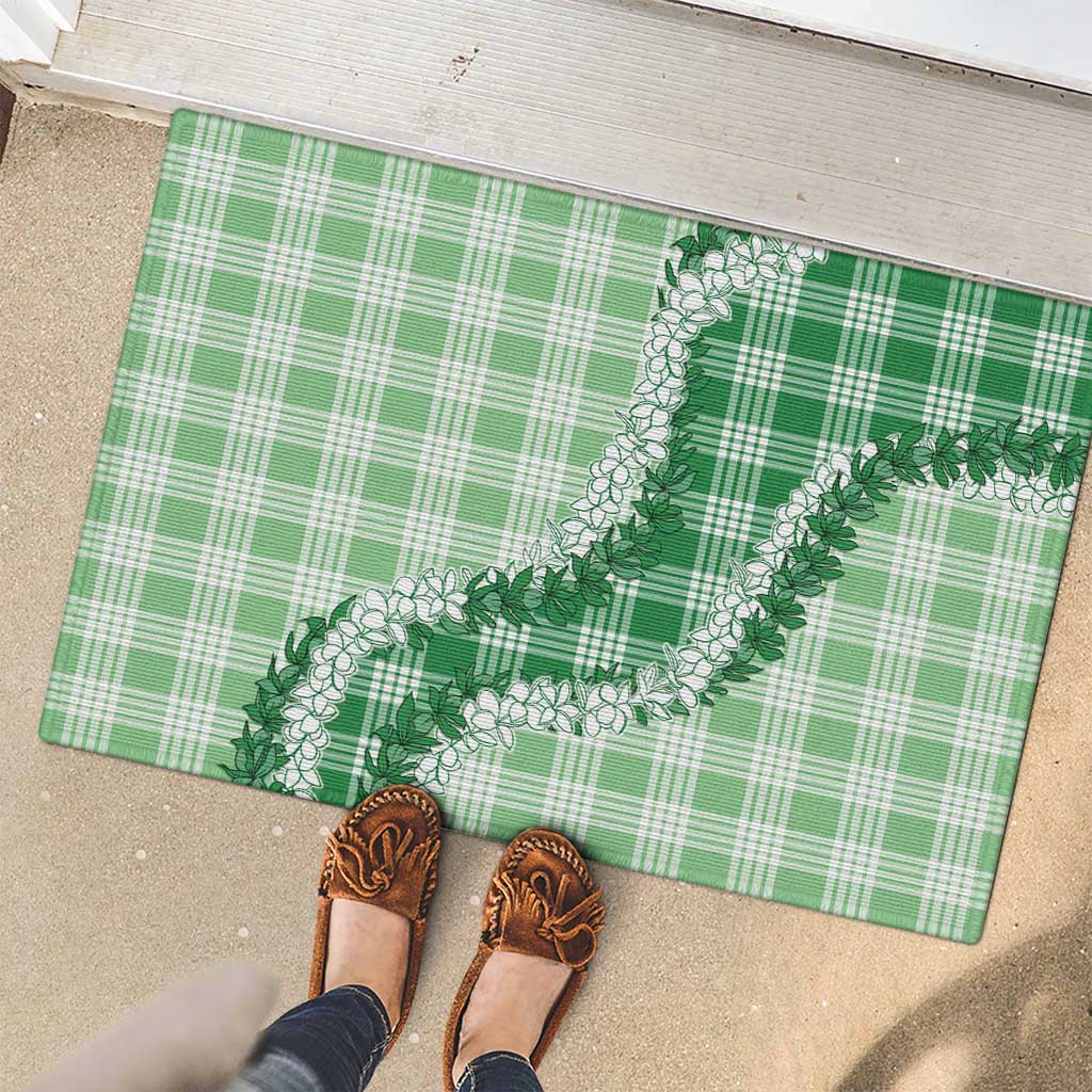 Green Hawaii Palaka Rubber Doormat Hawaiian Honohono Lei LT05 - Polynesian Pride