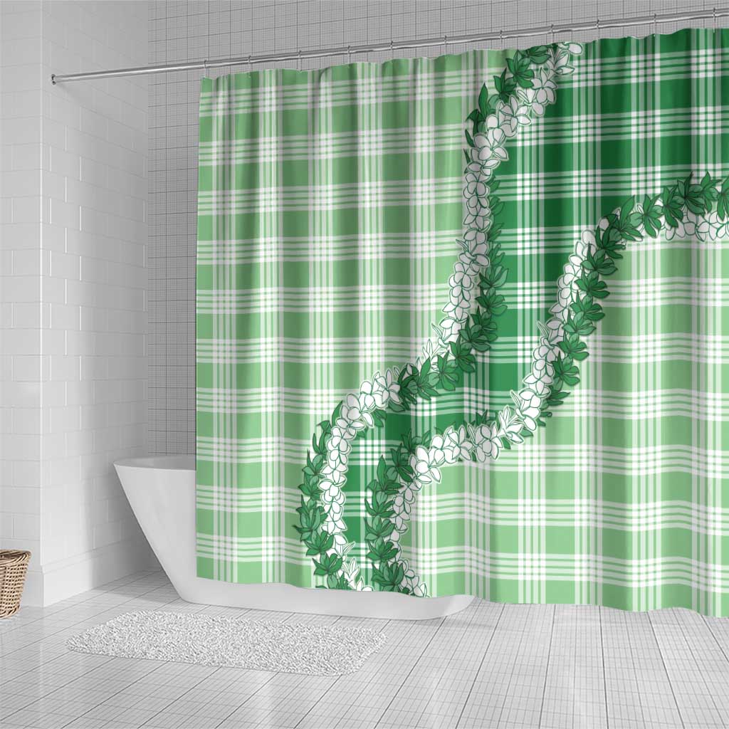 Green Hawaii Palaka Shower Curtain Hawaiian Honohono Lei LT05 - Polynesian Pride