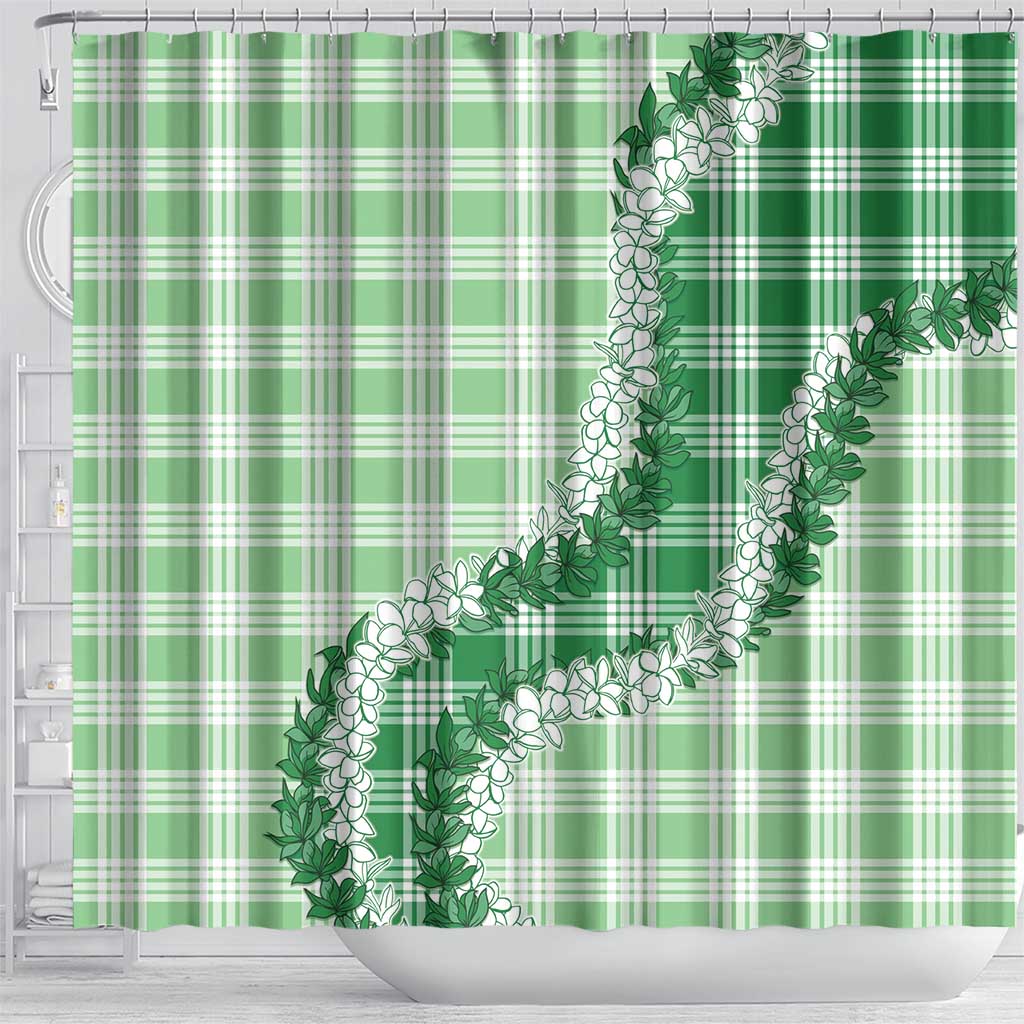 Green Hawaii Palaka Shower Curtain Hawaiian Honohono Lei LT05 - Polynesian Pride