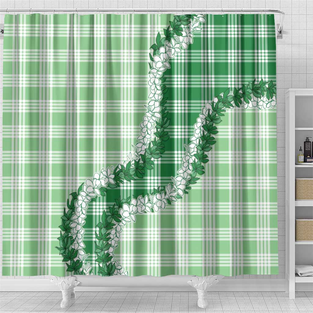 Green Hawaii Palaka Shower Curtain Hawaiian Honohono Lei LT05 - Polynesian Pride
