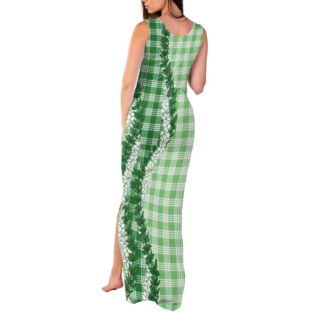 Green Hawaii Palaka Tank Maxi Dress Hawaiian Honohono Lei LT05 - Polynesian Pride