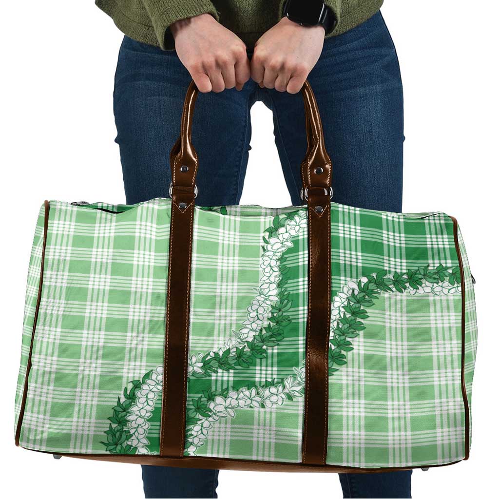 Green Hawaii Palaka Travel Bag Hawaiian Honohono Lei