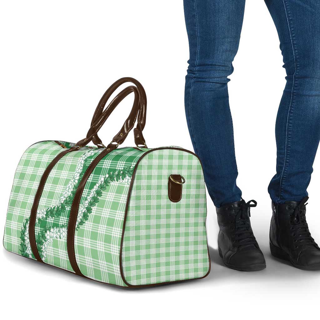 Green Hawaii Palaka Travel Bag Hawaiian Honohono Lei