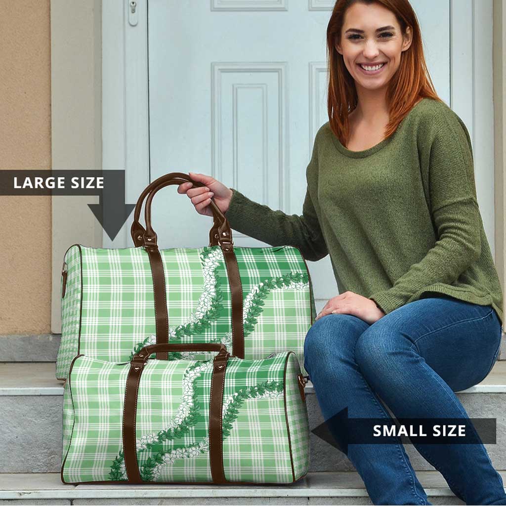 Green Hawaii Palaka Travel Bag Hawaiian Honohono Lei