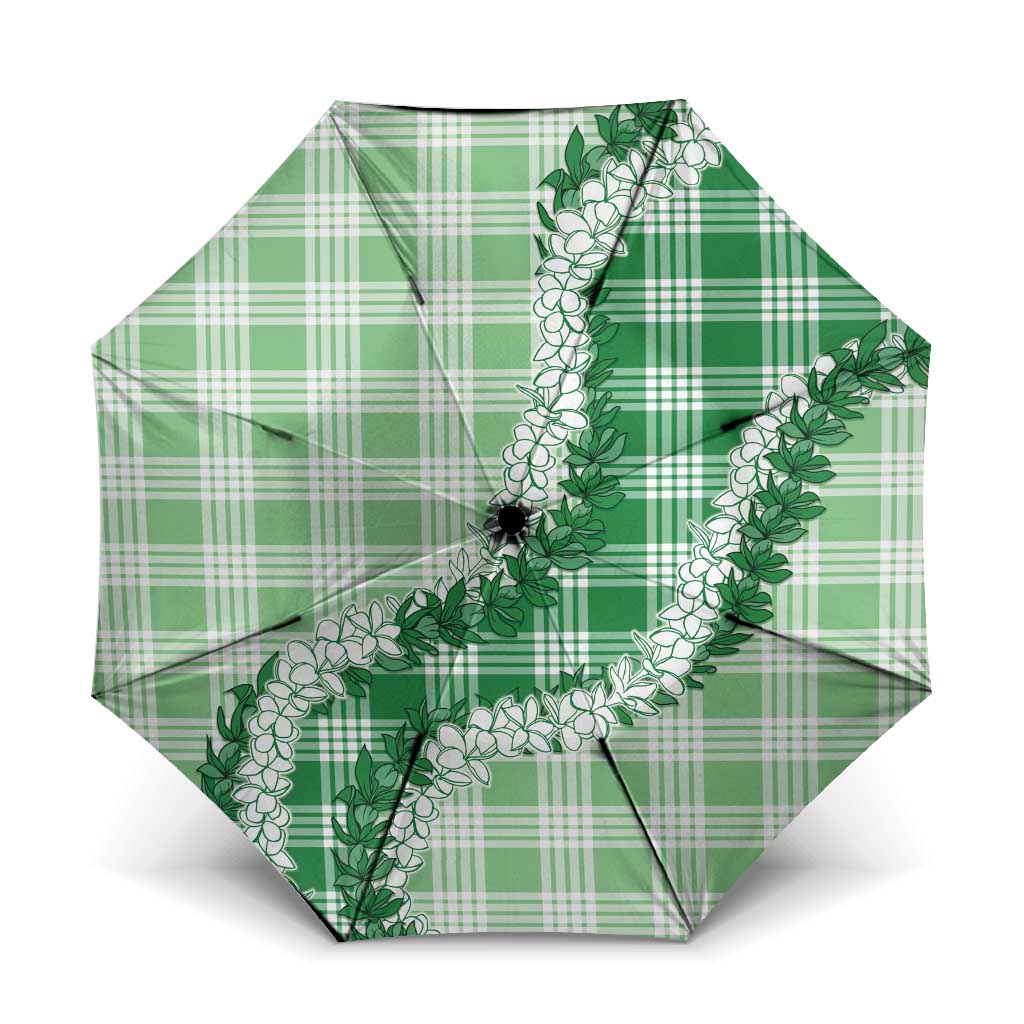 Green Hawaii Palaka Umbrella Hawaiian Honohono Lei