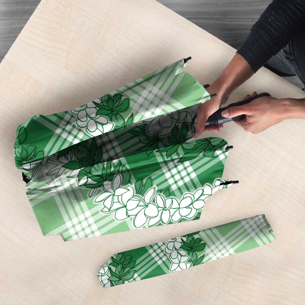 Green Hawaii Palaka Umbrella Hawaiian Honohono Lei