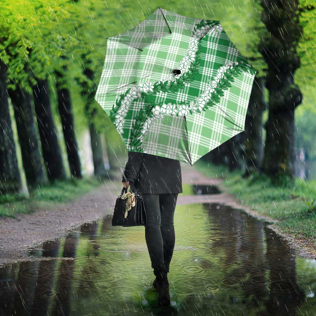 Green Hawaii Palaka Umbrella Hawaiian Honohono Lei