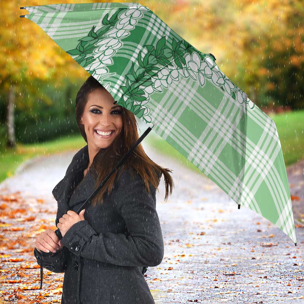 Green Hawaii Palaka Umbrella Hawaiian Honohono Lei