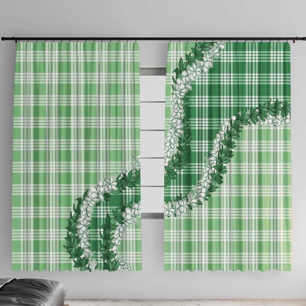 Green Hawaii Palaka Window Curtain Hawaiian Honohono Lei