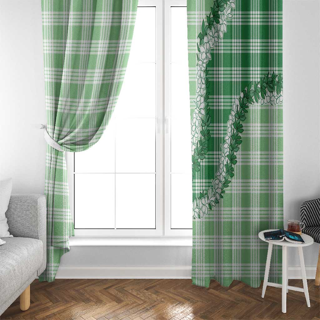 Green Hawaii Palaka Window Curtain Hawaiian Honohono Lei