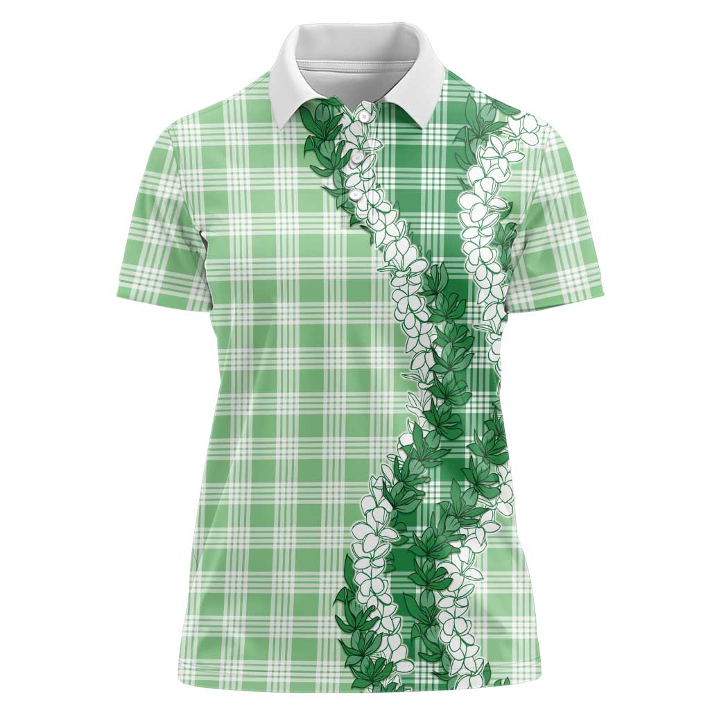 Green Hawaii Palaka Women Polo Shirt Hawaiian Honohono Lei LT05 Female Green - Polynesian Pride