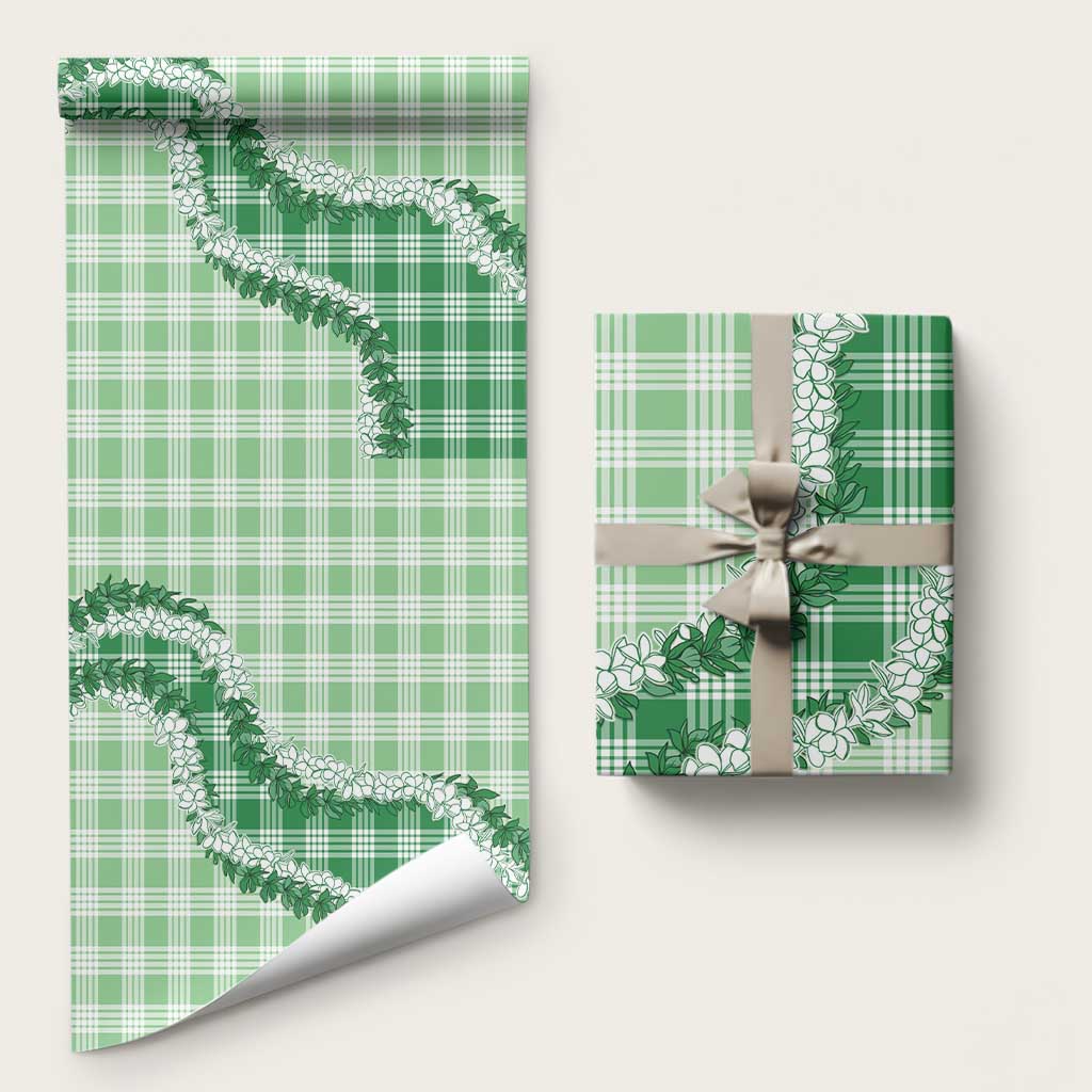 Green Hawaii Palaka Wrapping Paper Hawaiian Honohono Lei