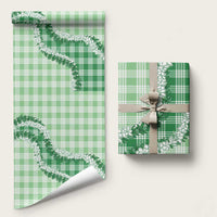 Green Hawaii Palaka Wrapping Paper Hawaiian Honohono Lei