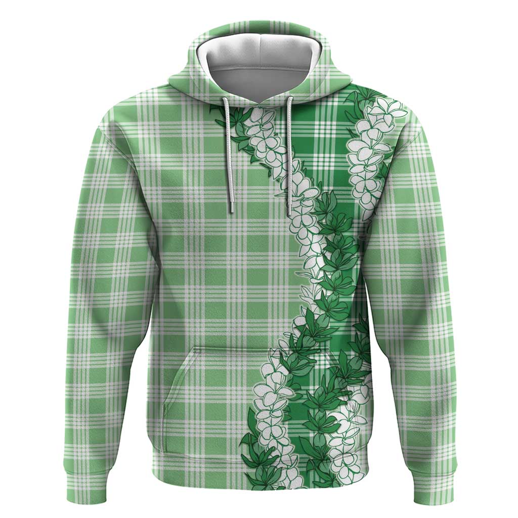 Green Hawaii Palaka Zip Hoodie Hawaiian Honohono Lei