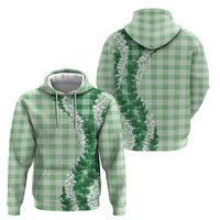 Green Hawaii Palaka Zip Hoodie Hawaiian Honohono Lei
