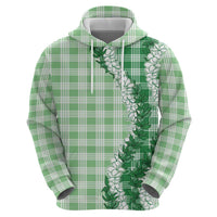 Green Hawaii Palaka Zip Hoodie Hawaiian Honohono Lei