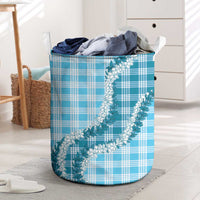 Blue Hawaii Palaka Laundry Basket Hawaiian Honohono Lei LT05 Blue - Polynesian Pride