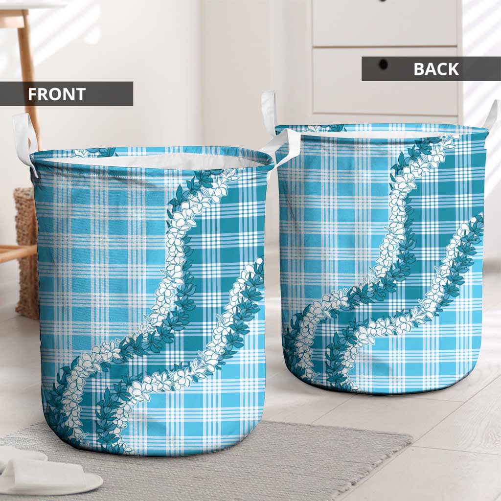 Blue Hawaii Palaka Laundry Basket Hawaiian Honohono Lei LT05 - Polynesian Pride