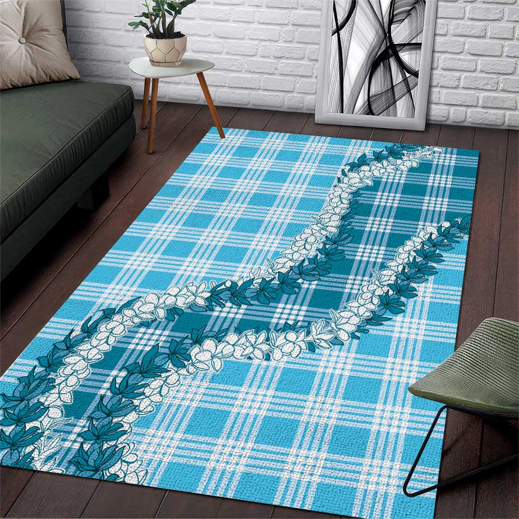 Blue Hawaii Palaka Area Rug Hawaiian Honohono Lei