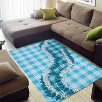 Blue Hawaii Palaka Area Rug Hawaiian Honohono Lei