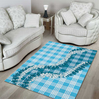 Blue Hawaii Palaka Area Rug Hawaiian Honohono Lei