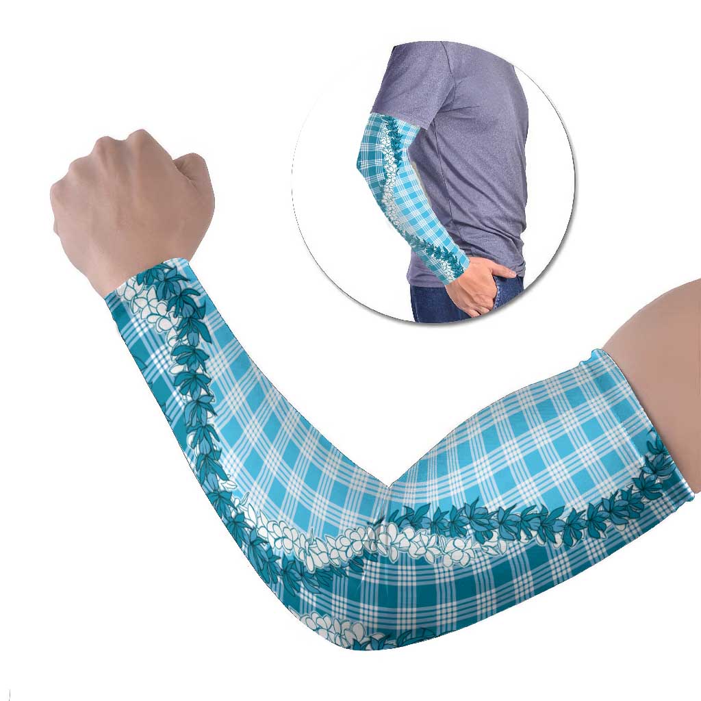 Blue Hawaii Palaka Arm Sleeves Hawaiian Honohono Lei LT05 Set of 2 Blue - Polynesian Pride