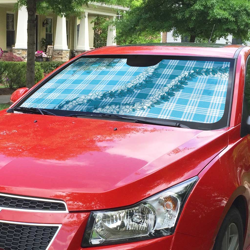 Blue Hawaii Palaka Auto Sun Shade Hawaiian Honohono Lei LT05 - Polynesian Pride