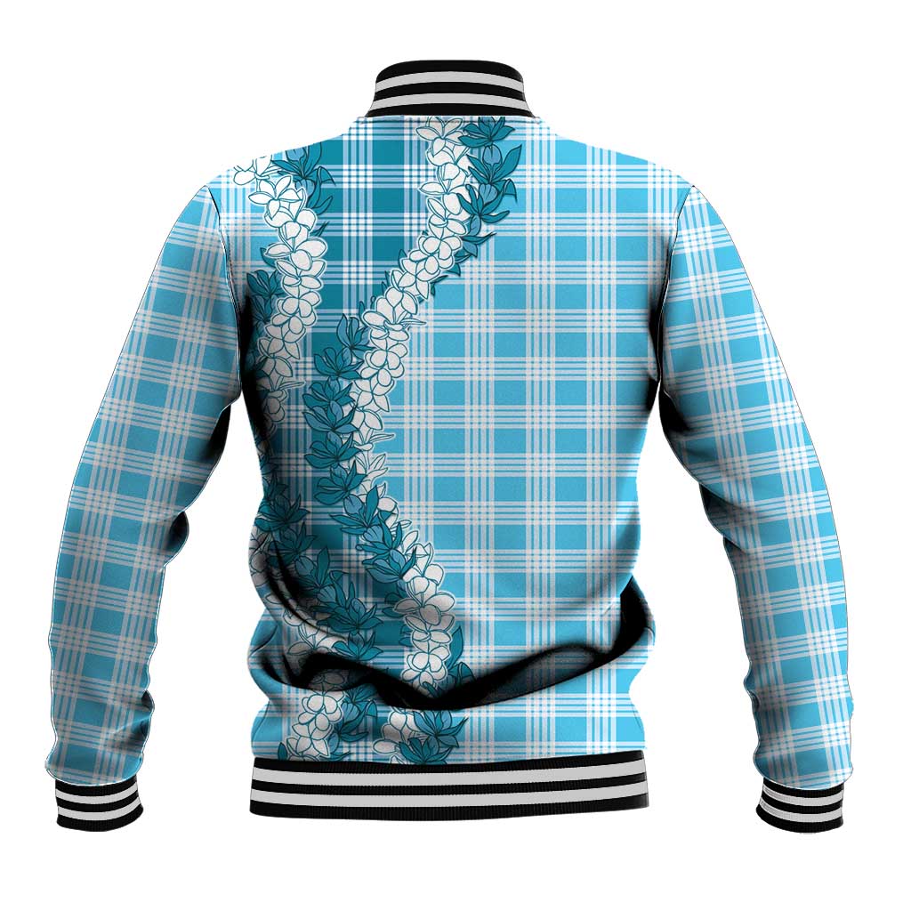 Blue Hawaii Palaka Baseball Jacket Hawaiian Honohono Lei LT05 - Polynesian Pride