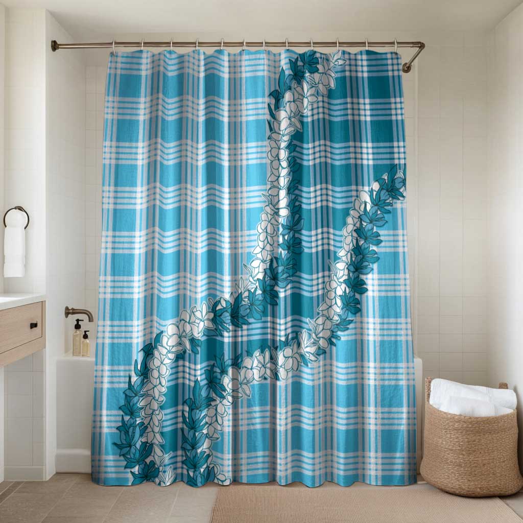 Blue Hawaii Palaka Bathroom Set Hawaiian Honohono Lei LT05 Shower Curtain Only Blue - Polynesian Pride