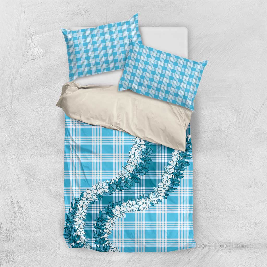 Blue Hawaii Palaka Bedding Set Hawaiian Honohono Lei LT05 US Twin 172cm x 218cm Blue - Polynesian Pride